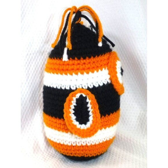 Handmade Crochet Owl Plushie In Black Orange & White With Tassel Ears - Cute & Q - Picture 5 of 8